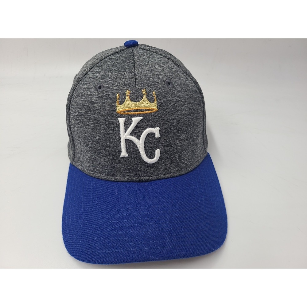Kansas City Royals New Era 39Thirty Flex Fitted S-M Hat Cap Men MLB Gray Blue‎